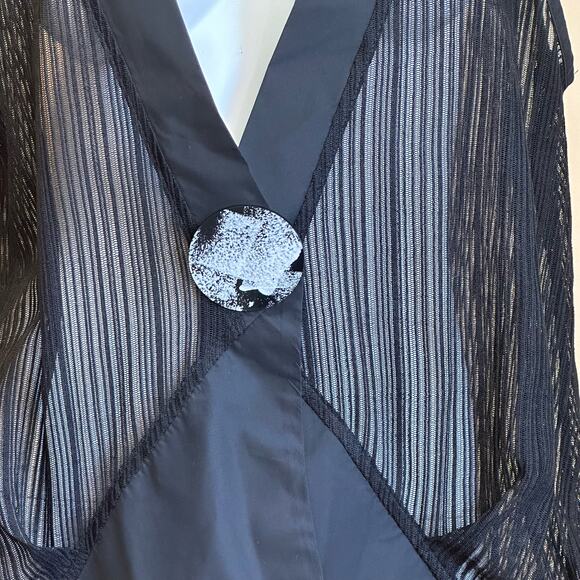 Naya Black Mesh Waistcoat Large Button Lagenlook Avant Garde Vest Sz2=M NWT $365 - Picture 10 of 16